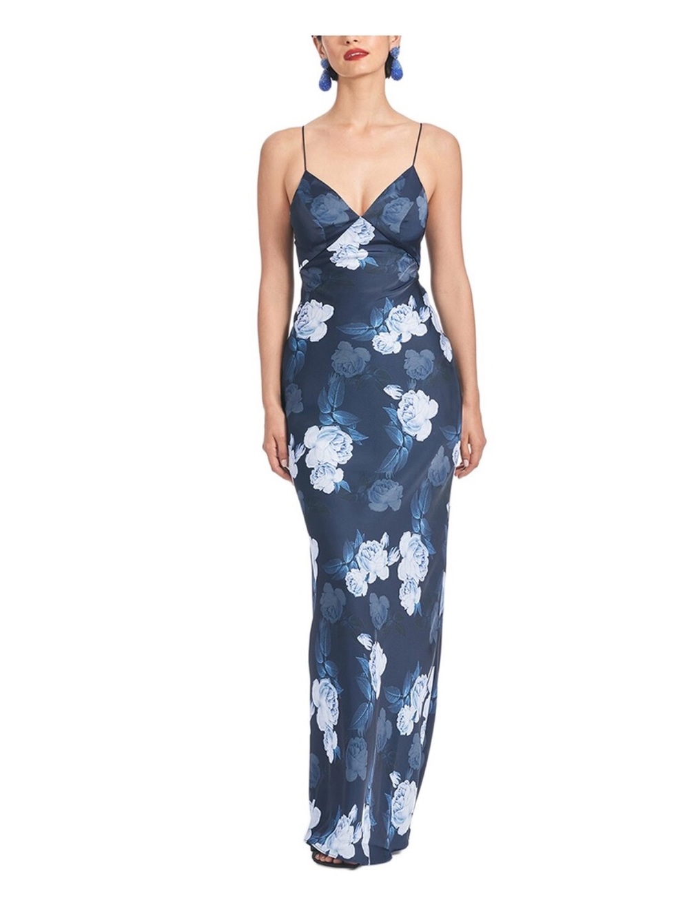 Sachin + Babi Navy Floral Slip Maxi Dress with White Flowers